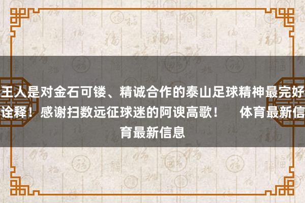 王人是对金石可镂、精诚合作的泰山足球精神最完好的诠释！感谢扫数远征球迷的阿谀高歌！    体育最新信息