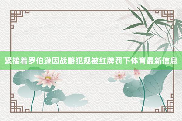 紧接着罗伯逊因战略犯规被红牌罚下体育最新信息